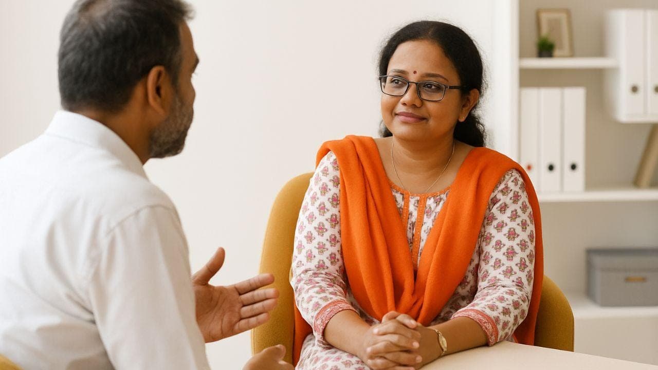 When Can Anger Management Counseling Help?  or anger management and counseling A person sitting thoughtfully, with a subtle visual transition from a tense