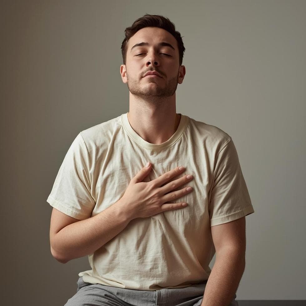 What to Expect From Your Session Close-up of a person reflecting quietly, with subtle visual elements representing thoughts, emotions and self-awareness.11