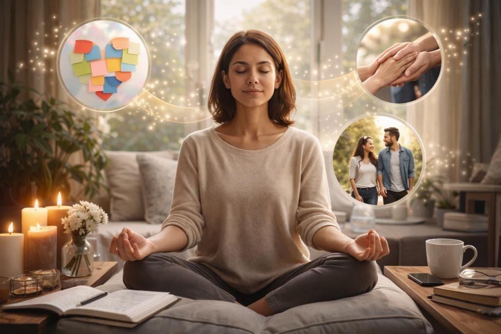 And for the final section, the visual direction should communicate calm, self-awareness and progress, rather than implying that the person has simply “stopped being angry.” Close-up of a person reflecting quietly, with subtle visual elements representing thoughts, emotions and self-awareness.12