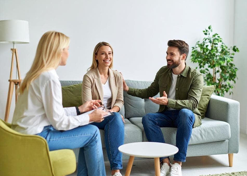 Relationship Counselling Couple on one side, counselor or conversational setting on the other, with enough empty space for your heading5