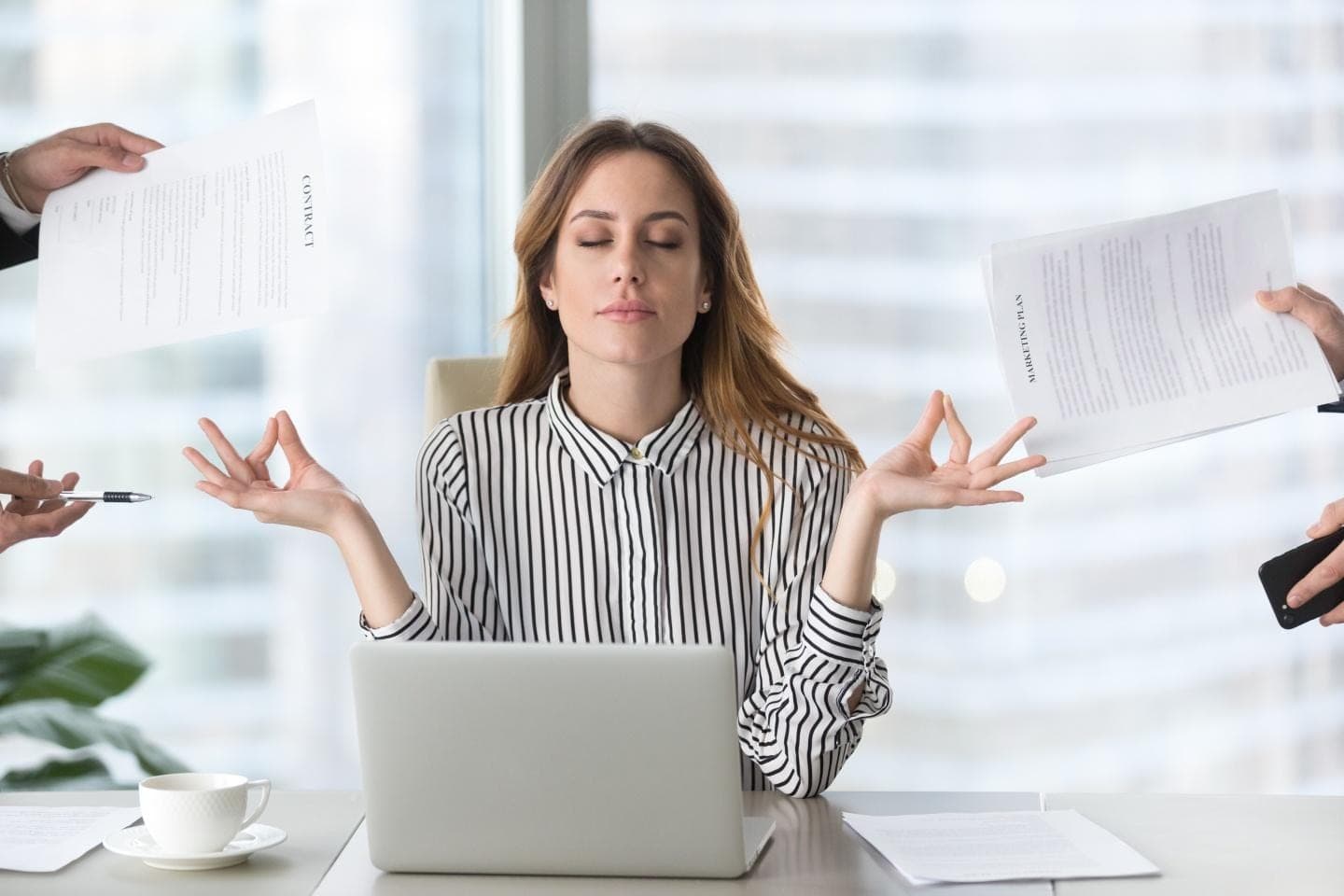 Career Growth counselling Person reflecting beside a window with a notebook containing career goals.