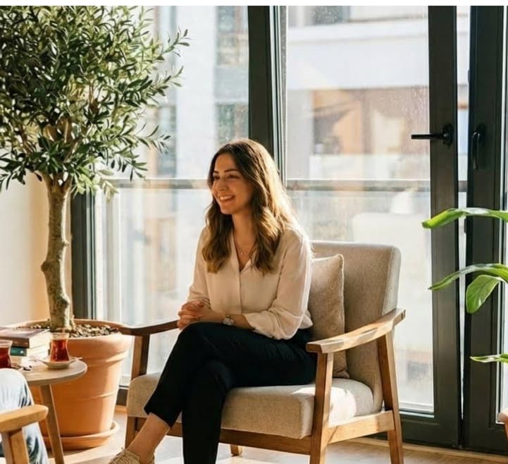 A woman sitting quietly by a window surrounded by plants, CBT Consultancy