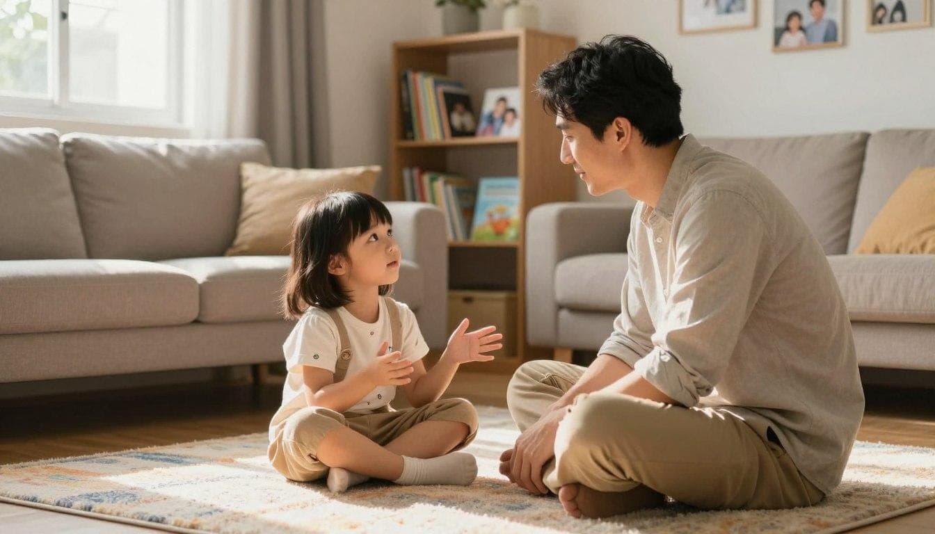 Counseling for Parents and Child: Creating Healthier Relationships, Parent and child sitting together and having a warm, meaningful conversation. Counseling for Parents and Child: Creating Healthier Relationships, Parent and child sitting together and having a warm, meaningful conversation.