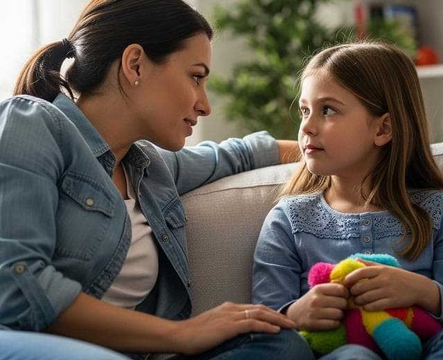 Parent sitting at the child's level and listening attentively. Parent Child Relationship Counselling Supporting Healthy Family Bonds Parent sitting at the child's level and listening attentively. Parent Child Relationship Counselling Supporting Healthy Family Bonds