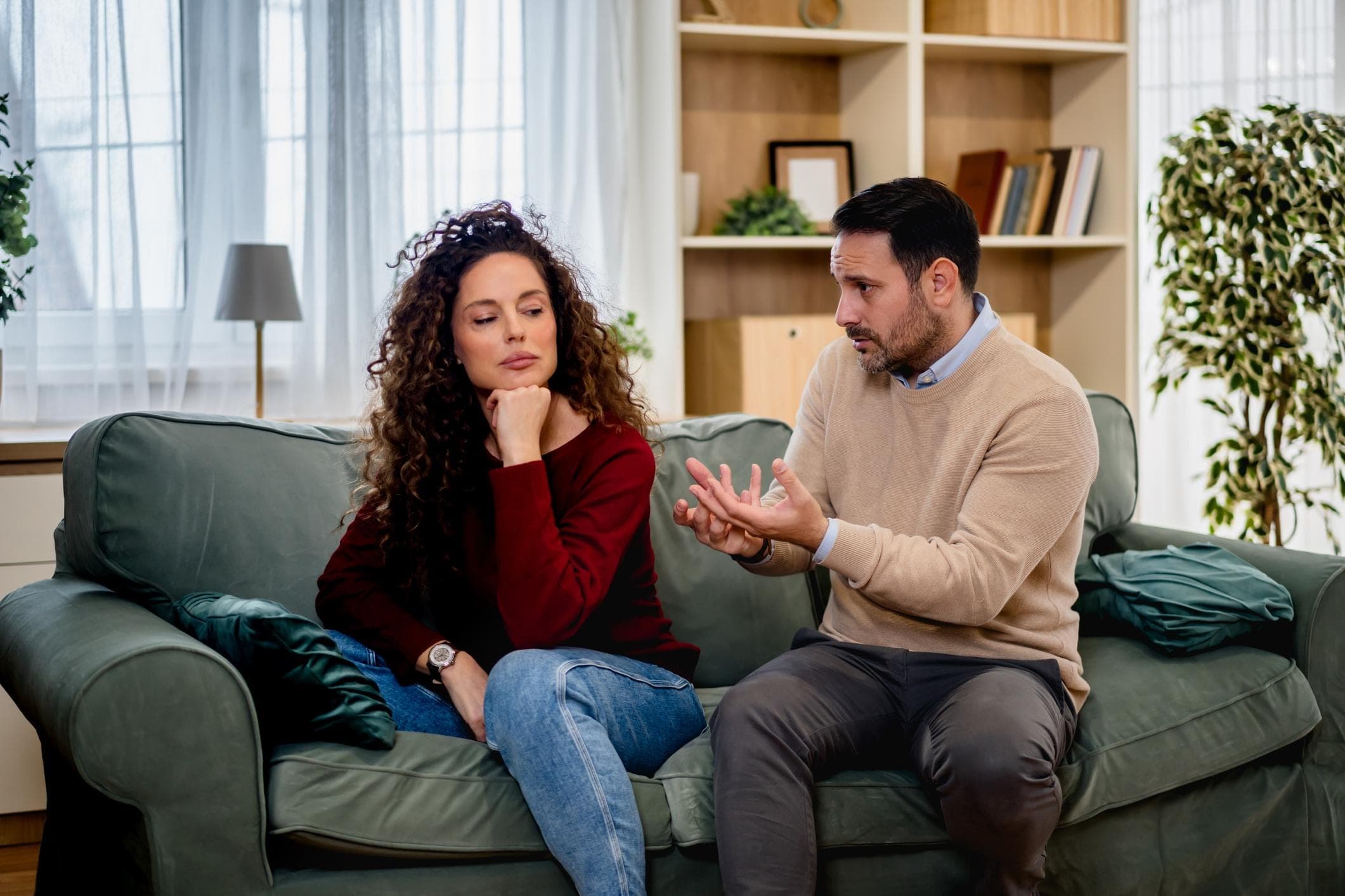 Marriage Counseling Husband and wife having a serious disagreement while maintaining personal space. Marriage Counseling Husband and wife having a serious disagreement while maintaining personal space.